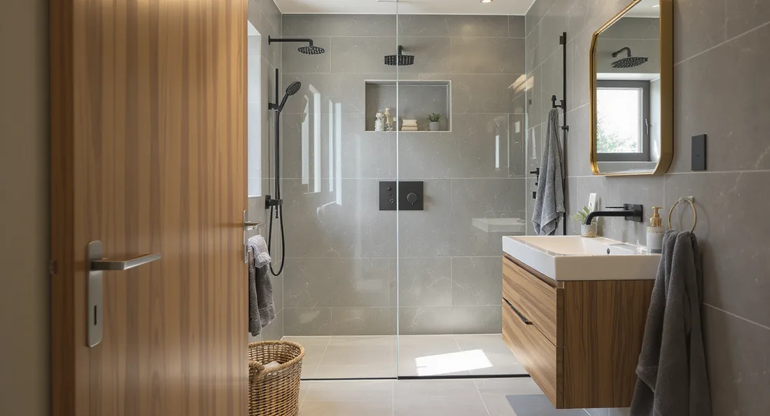 Salle de bain rénovée avec douche à l'italienne à Saint-Étienne